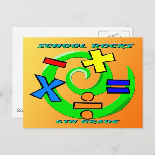 6th Grade Rocks - Math Symbols Postkarte (Vorne/Hinten)