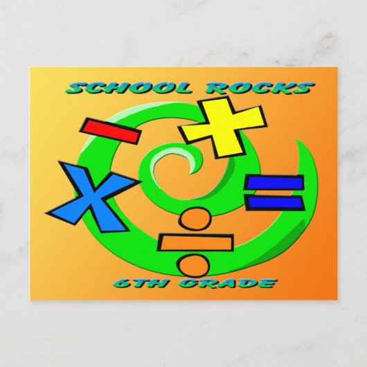 6th Grade Rocks - Math Symbols Postkarte (Vorderseite)