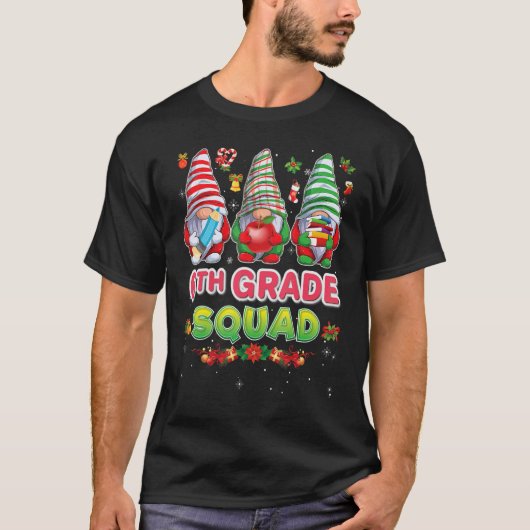 6th Grade Squad Merry Christmas Gnomes Student Swe T-Shirt (Vorderseite)