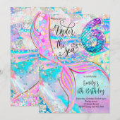 6th Mermaid Birthday Under the Sea Invitation Einladung (Vorne/Hinten)
