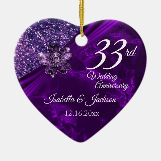 6th or 33rd Amethyst Purple Wedding Anniversary Keramik Ornament (Vorne)