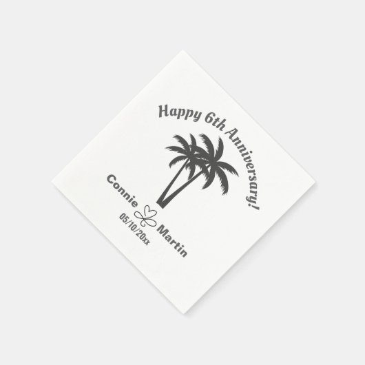 6th Wedding Anniversary Palm Trees Serviette (Ecke)