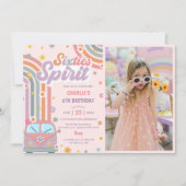 6ties Spirit Groovy Daisy 1. Geburtstag Foto Einladung (Vorderseite)