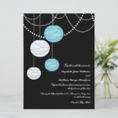 6x8 Hochzeit Aqua Blue Paper Lanterns Einladung (Stehend Vorderseite)