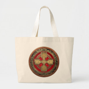 [700] Altes keltisches Sacred Gold Knot Cross Jumbo Stoffbeutel