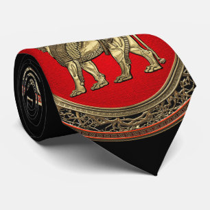 [700] Assyrian Winged Lion - Gold Lamassu Krawatte