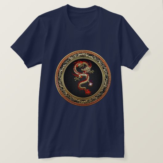 [700] Goldener chinesischer Drache Fucanglong T-Shirt (Design vorne)