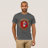[700] Rosy Cross (Rose Croix) auf Red & Gold T-Shirt (Vorne ganz)