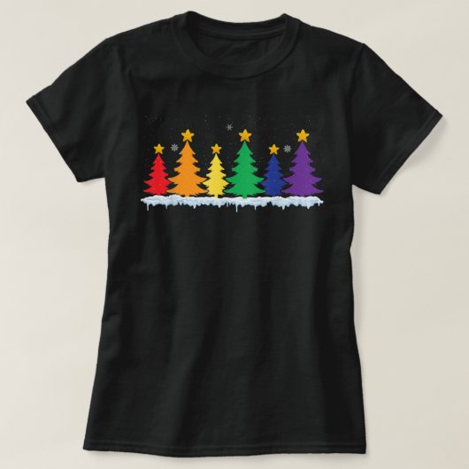 702p LGBT Flag Weihnachtsbaum Merry Xmas Gay LGBT T-Shirt (Design vorne)