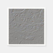 7060-E-Embossed Wedding Bouquet mit Rings Serviette (Vorderseite)