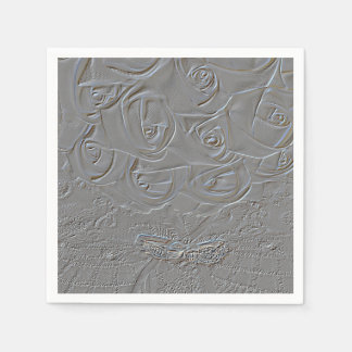 7060-E-Embossed Wedding Bouquet mit Rings Serviette