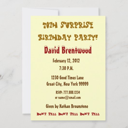 70. - 79. Geburtstagsparty Einladung (Rückseite)