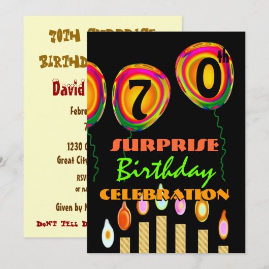 70. - 79. Geburtstagsparty Einladung (Vorne/Hinten)