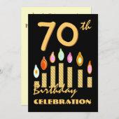 70. - 79. Geburtstagsparty Einladung Gold Candles (Vorne/Hinten)