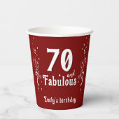 70 and Fabulous Foliage Red 70th Birthday  Pappbecher (Rückseite)