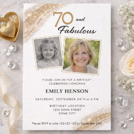 70 and Fabulous Gold 2 Photo Birthday Einladung