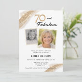 70 and Fabulous Gold 2 Photo Birthday Einladung (Stehend Vorderseite)