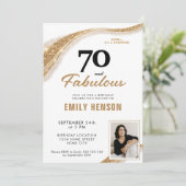 70 and Fabulous Gold 70th Birthday Einladung (Stehend Vorderseite)