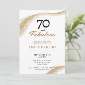 70 and Fabulous Gold 70th Birthday Invitation Einladung (Stehend Vorderseite)