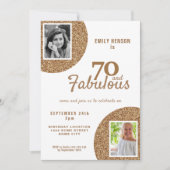 70 and Fabulous Gold Glitter 2 Photo 70th Birthday Einladung (Vorderseite)