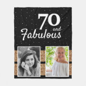 70 and Fabulous Gold Glitter 2 Photo 70th Birthday Fleecedecke (Vorderseite)