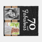70 and Fabulous Gold Glitter 2 Photo 70th Birthday Fleecedecke (Vorderseite (Horizontal))