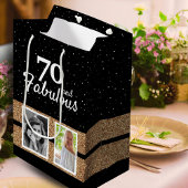 70 and Fabulous Gold Glitter 2 Photo 70th Birthday Mittlere Geschenktüte