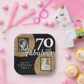 70 and Fabulous Gold Glitter 2 Photo 70th Birthday Pappteller (Party)