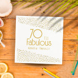 70 and Fabulous Gold Glitter 70th Birthday Serviette<br><div class="desc">70 and Fabulous Gold Glitter 70th Birthday Party Napkins. Modern and elegant birthday napkins with trendy typography and faux gold glitter dots. The design has a custom name. Make personalized 70th birthday napkins for her.</div>