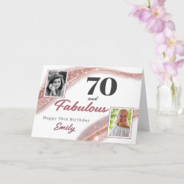 70 and Fabulous Rose Gold Photo 70th Birthday Karte
