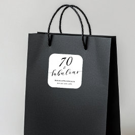 70 and Fabulous Seventy Birthday Elegant Script Quadratischer Aufkleber