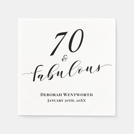 70 and Fabulous Seventy Birthday Elegant Script Serviette (Vorderseite)