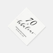 70 and Fabulous Seventy Birthday Elegant Script Serviette (Ecke)