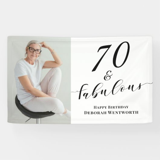 70 and Fabulous Seventy Birthday Photo Script Banner (Horizontal)