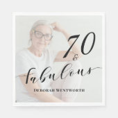 70 and Fabulous Seventy Birthday Script Photo Serviette (Vorderseite)