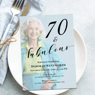 70 and Fabulous Sixtieth Birthday Photo Script Inv Einladung