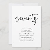 70. B&W Birthday Party Moderne Script Typografie Einladung (Vorderseite)