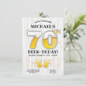 70. Beer Birthday Party Meilenstein Einladung (Stehend Vorderseite)