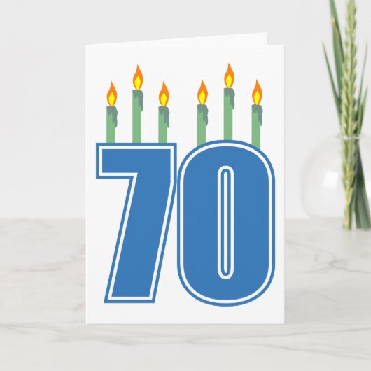 70 Birthday Candles (blau / grün) Karte (Vorderseite)