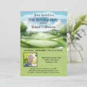 70. Birthday Party Foto Golf Einladung (Stehend Vorderseite)
