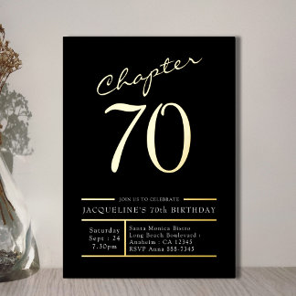 70 Black 70. Geburtstagsparty Gold Folieneinladung
