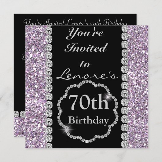 70. BLING Geburtstagsparty Einladung (Vorne/Hinten)