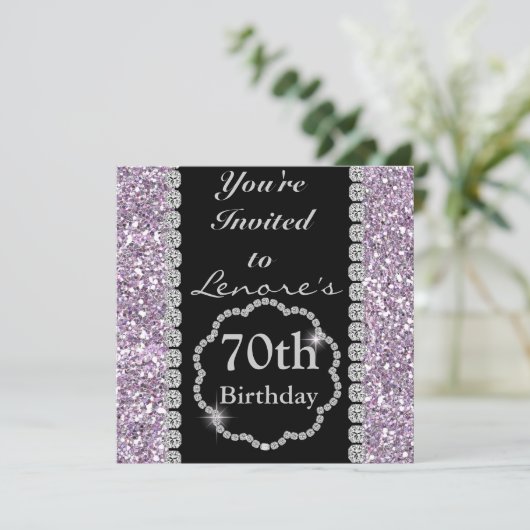 70. BLING Geburtstagsparty Einladung (Stehend Vorderseite)