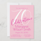 70 Celebration Blush Pink 70th Birthday Party Einladung (Vorderseite)