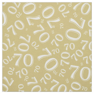 70. Coole Nummer Muster Gold und Weiß 70 Stoff