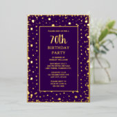 70. Custom Birthday Party Gold Lila texturiert Folieneinladung (Stehend vorne)