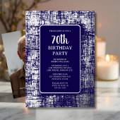 70. Custom Birthday Party Siver Navy Klasse Folieneinladung