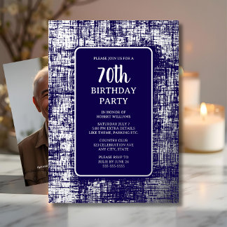 70. Custom Birthday Party Siver Navy Klasse Folieneinladung