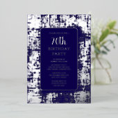 70. Custom Birthday Party Siver Navy Klasse Folieneinladung (Stehend vorne)