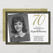 70. Custom Foto White Black und Gold Einladung (Vorne/Hinten)